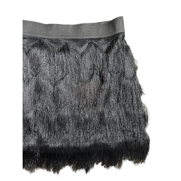 BCBG Maxazria Black Tiered Fringe Mini Skirt Black Sz Xs Flapper Style Festival - Picture 2 of 10